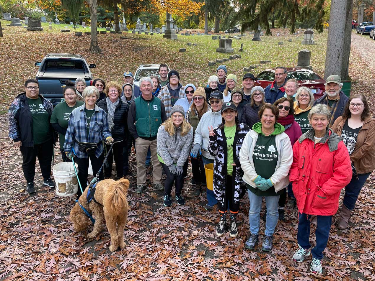 Jackson Parks Group Cleaning up Cemetery for Special Halloween Event